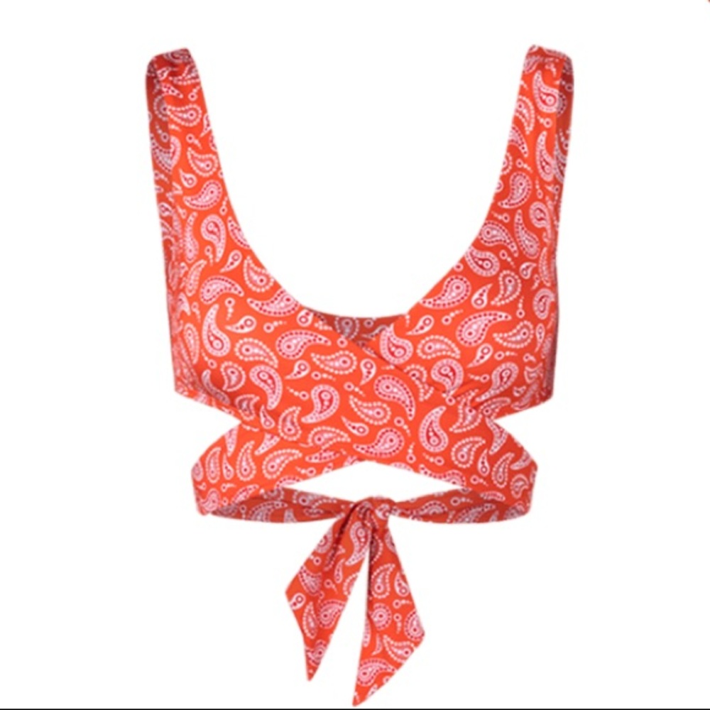 VerdeLimon Calico Paisley Bikini Top Wrap L